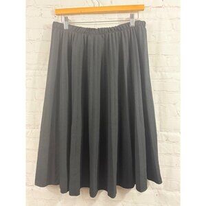 Alfred Dunner Black Midi Skirt Women’s Size 12 Pull-On A-Line Pleated Casual